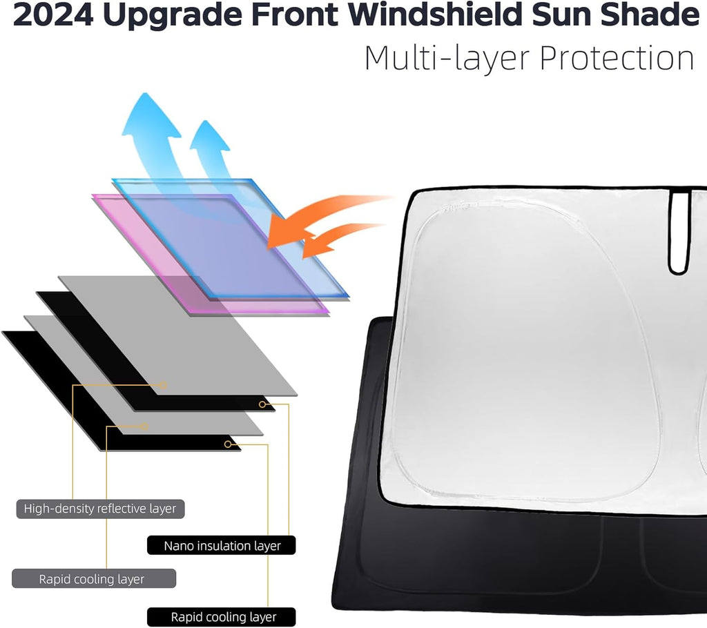 Windshield Sun Shade Sunshade Custom Fit for 2018-2023 2024 BMW 5 Series Windshield Cover for 5-Series 525i, 520i 528i 530i 535d 535i 550i Window Shade Sun Visor Protector 240T Refleactive Blocks UV
