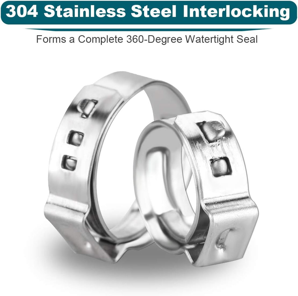 LOKMAN 50 Pack 1/2 Inch PEX Cinch Clamps, Stainless Steel Rings Pinch Clamps for PEX Tubing Pipe Fitting Connections (1/2 Inch)