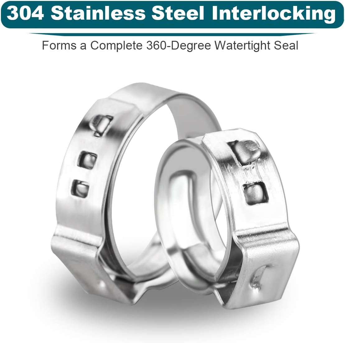 LOKMAN 50 Pack 5/8 Inch PEX Cinch Clamps, Stainless Steel Cinch Crimp Rings Pinch Clamps for PEX Tubing Pipe Fitting Connections (5/8 Inch)