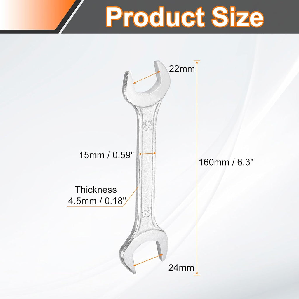HARFINGTON 5pcs Double Open End Wrench 22mm x 24mm Metric 15 Degree Offset Angle Small Flat Head Wrench Galvanizing Open Ended Spanner for Automotive Repair Furniture Assembly