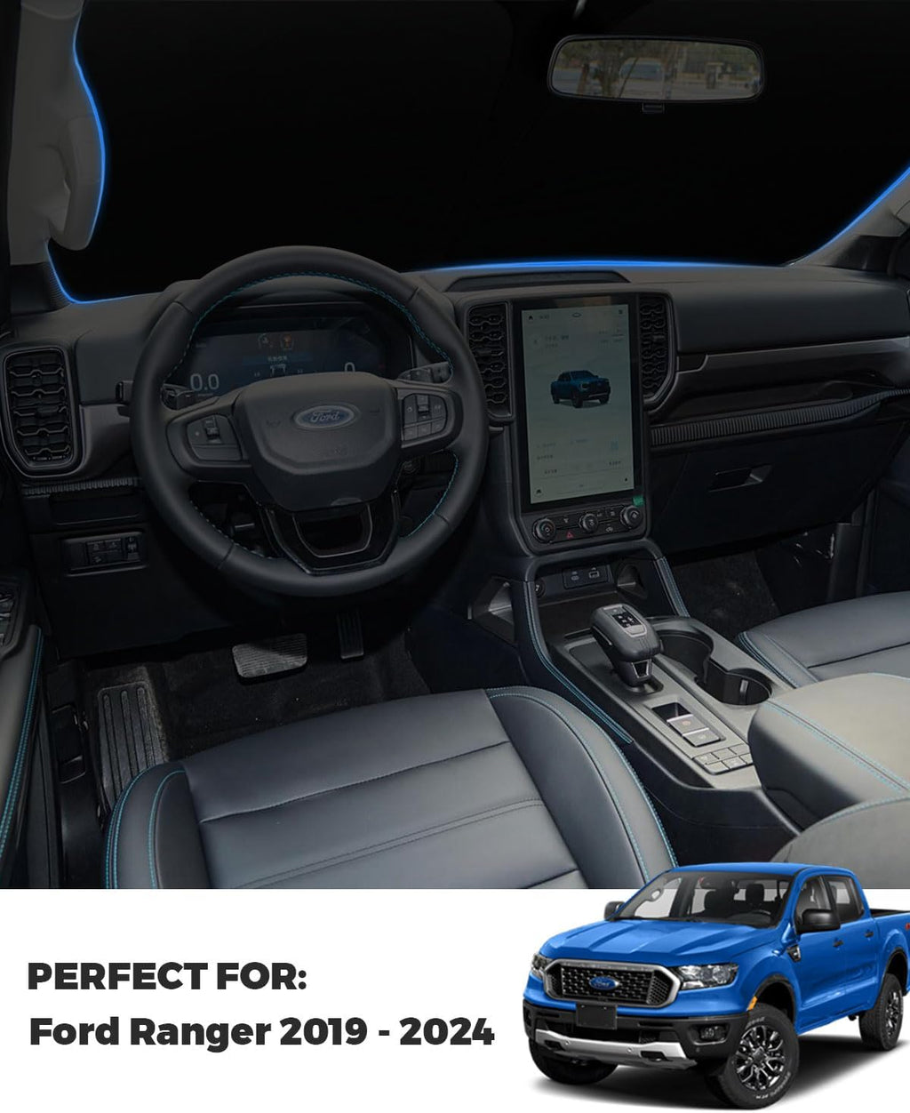 2025 Upgrade Front Windshield Sun Shade Foldable Ford Ranger Sun Shade Foldable Car Shade Automotive Windshield Sunshades fit for Ford Ranger 2019-2023 2024 2025 |Keep Car Interior Cooler|