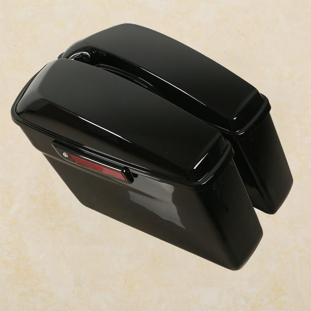 XFMT Vivid Black Motorcycle Saddlebags Hard Saddle Bags W/Black Latches & Chrome Conversion Bracket For Harley Softail Heritage Deluxe 1984-2017