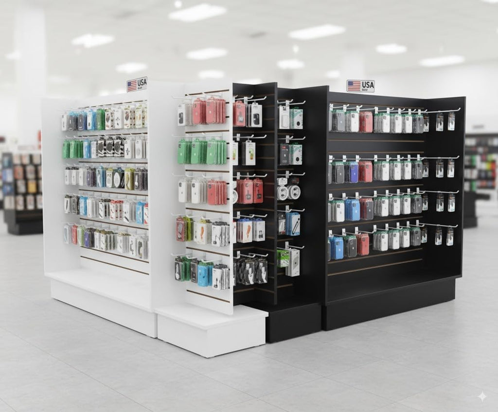 WISDOMFUR H-Unit Slatwall Gondola Display – 4 ft White Freestanding Retail Fixture for Merchandising, Store Displays & Showrooms