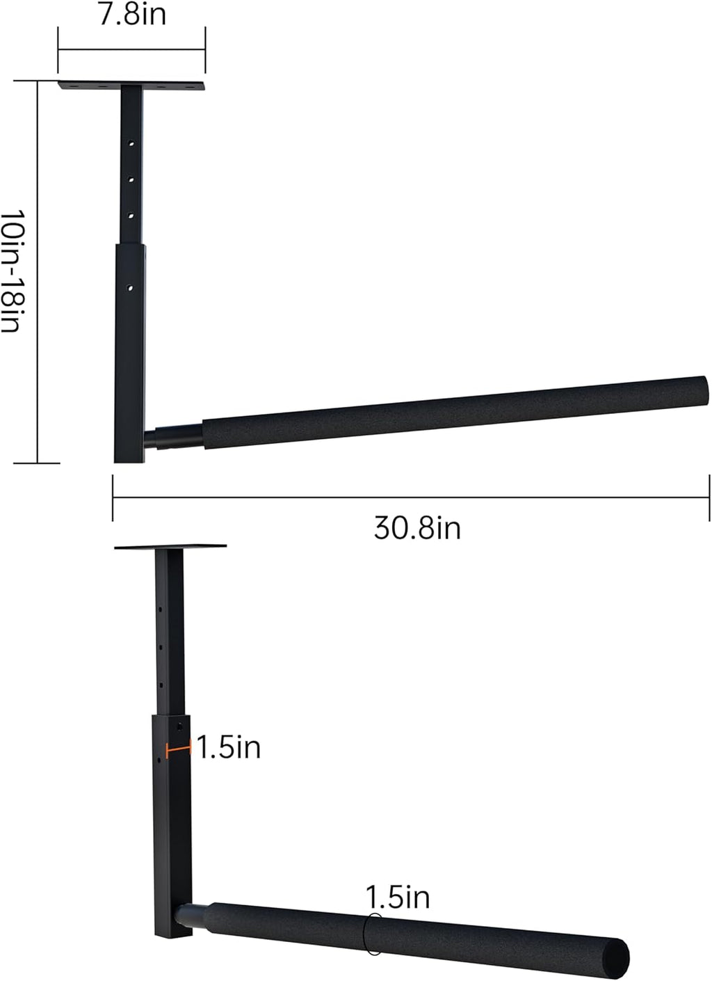 Adjustable Ladder Ceiling Rack, Kayak Overhead Garage Storage Rack, Garage Ceiling Storage for Kayak, Ladder, Surfboard, Snowboar Overhead Hanger, Holds 150 lbs, Black
