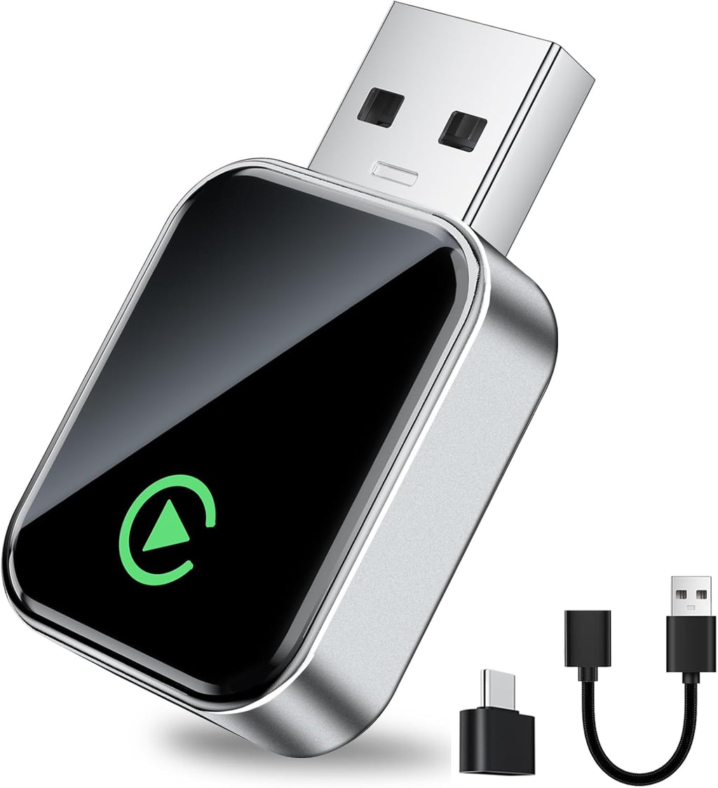 Wireless CarPlay Adapter for Apple iPhone, Fast Auto-Connect, No Latency, Plug and Play, Bluetooth 5.3 & WiFi 6, 2025 Mini Car Play Dongle for iPhone 6~16, Fit for 1000+ Cars, USB A/C