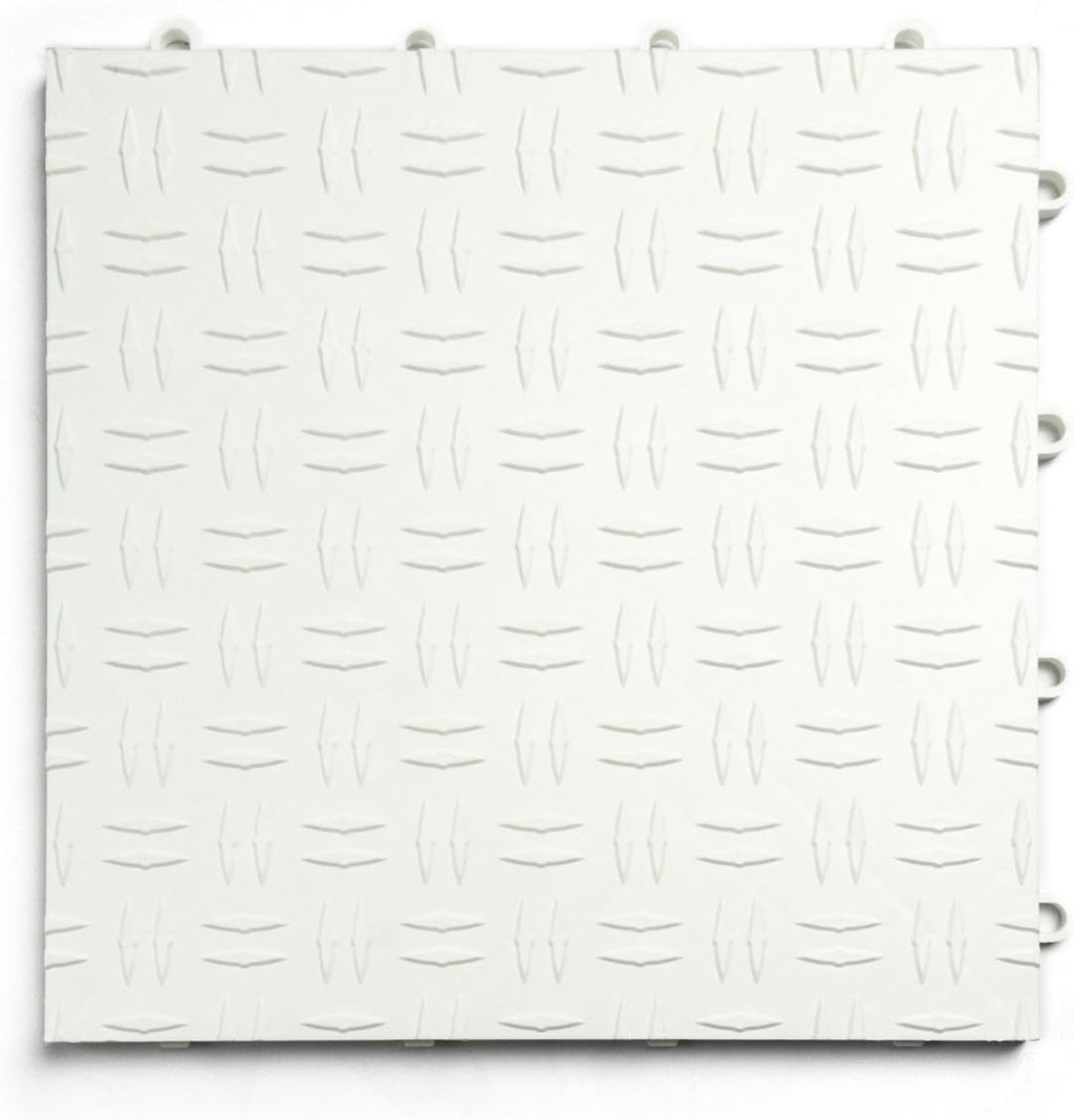 Big Floors GarageTrac Diamond, Interlocking Non-Slip Garage Flooring Tile, Durable, Modular, Heavy-Duty Copolymer, Easy Install (White, 48 Pack of 12 x 12" Tiles)
