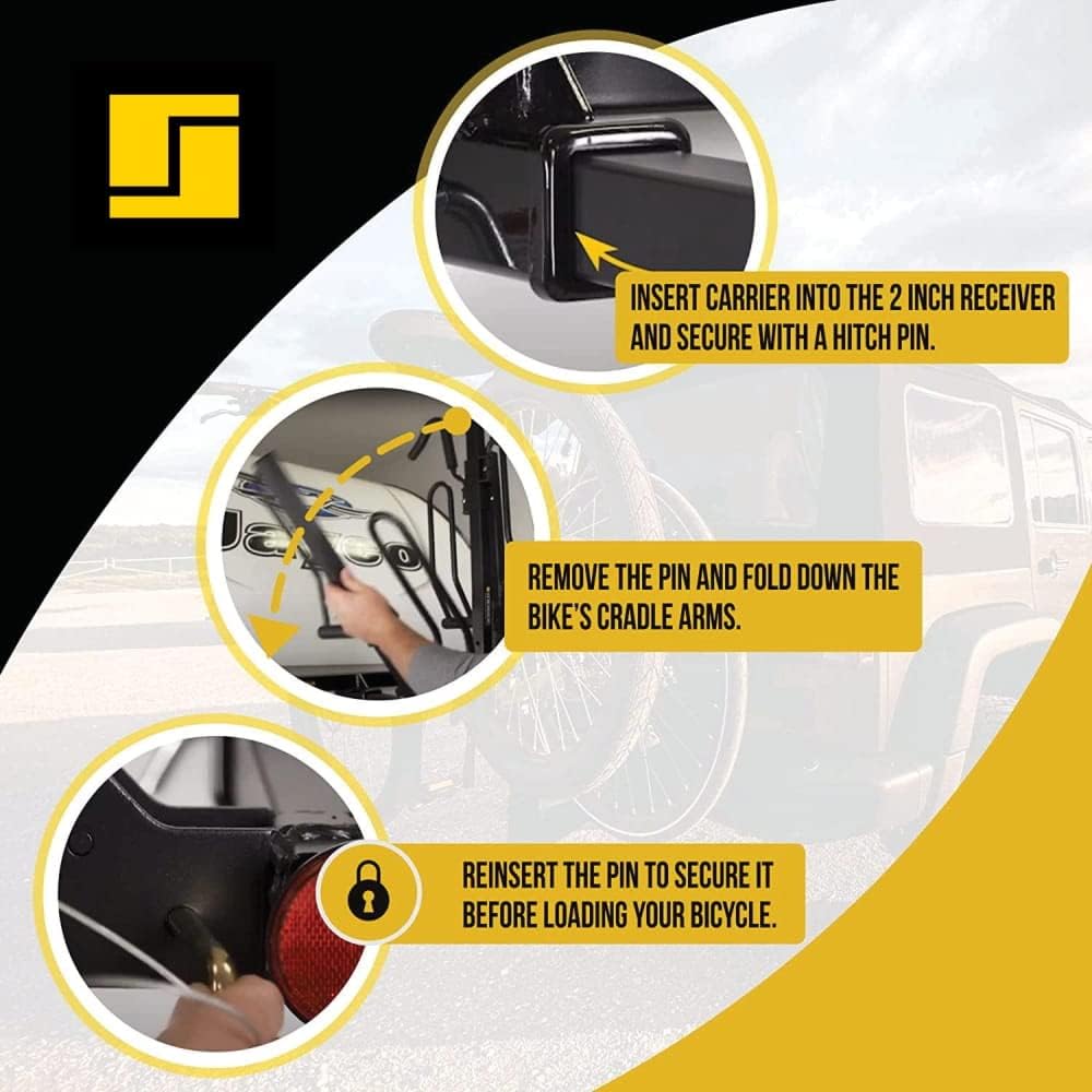 Stromberg Carlson Bike Carrier, Hitch Mount Bike Rack for Car, SUV, RV, Motorhome, Travel Trailer, 2-Bike Capacity, 2-Inch Receiver, BC-202 Model