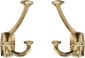 Large Wall Double-Sided Hook 5 Pack Champagne Brozne Hook Decorative Heavy Duty Solid Large Coat Hooks for Towel Hanging Coats Robe Towel Bags Door Back 2 Prong Hooks
