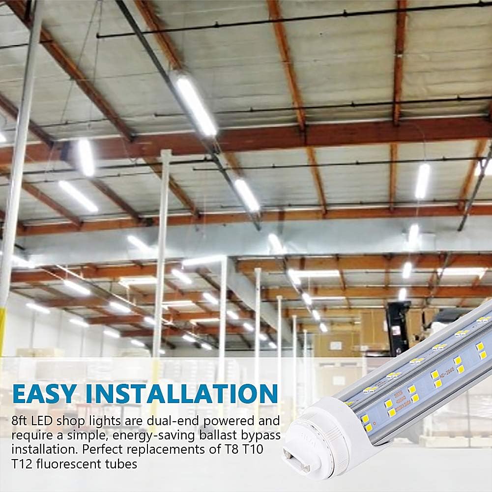 Generic 20 Pcs, 8ft R17D LED Tube Light, F96 t12 HO 8 Foot Led Bulbs, 96'' 8ft led Shop Light, 100-277V Input, 19000LM, Cold White 6000K, Clear Lens