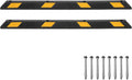 Parking Stoppers for Garage, 72 Inch Premium Parking Block Curb with Yellow Reflective Stripe, Heavy Duty Wheel Stopper for Cars, Vehicles, Trucks, Installation Kits Included, Pack of 2