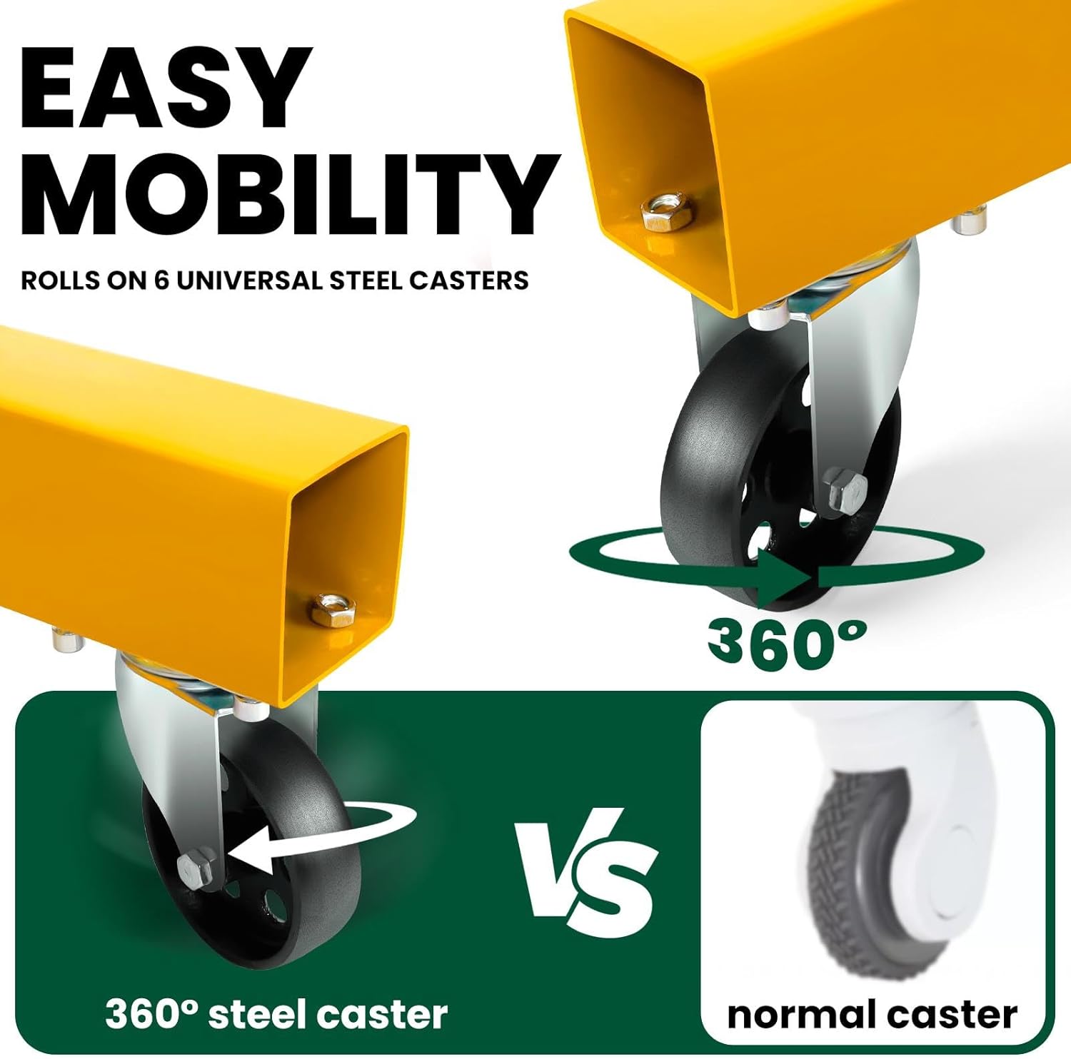 2 Ton Folding Engine Hoist, 4400lbs Hydraulic Cherry Picker Engine Hoist with 6 Casters, Heavy Duty Engine Lift for Garage, Workshop, Automotive Repair (Yellow)