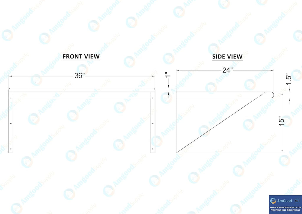 AmGood 36" Long X 24" Deep Stainless Steel Wall Shelf | NSF Certified | Appliance & Equipment Metal Shelving | Kitchen, Restaurant, Garage, Laundry, Utility Room