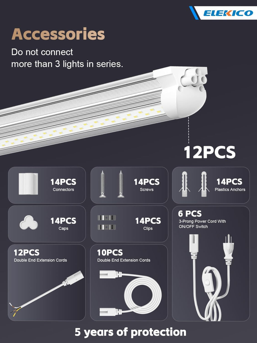 12 Pack Super Bright 100w 8ft Led Shop Light, 15000lm 5000k V Shape 8' Led Shop Lights 8ft, Linkable 96" 8 Foot Shop Lights for Garage Workshop Shop Warehouse Lighting