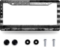 Grey Black American Flag License Plate Frame Vintage USA Flag License Plate Stainless Steel Funny License Plate Holder Patriotic Car Accessory Car Decoration 12.3" x 6.3"for Men Women