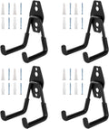 4 Pack Garage Hooks, Garage Tool Organizer Wall Mount, Heavy Duty for Utility Organizer, Steel Utility Garage Hooks for Ladders, Garden Tools, Bike