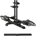 E-Bike Rack with Ramp, Hitch 2 Bike Rack, 200 lbs Capacity Electric Bike Carrier, Foldable Platform Mount for Cars, Trucks, SUVs, Minivans, Up to 5-Inch Fat Tire for 2'' Receiver