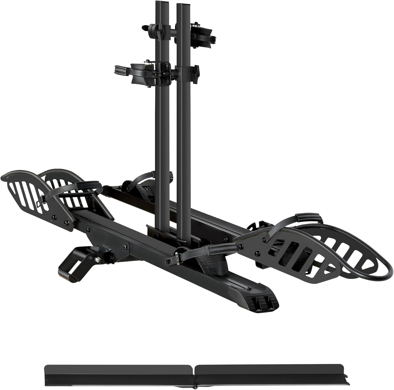 E-Bike Rack with Ramp, Hitch 2 Bike Rack, 200 lbs Capacity Electric Bike Carrier, Foldable Platform Mount for Cars, Trucks, SUVs, Minivans, Up to 5-Inch Fat Tire for 2'' Receiver