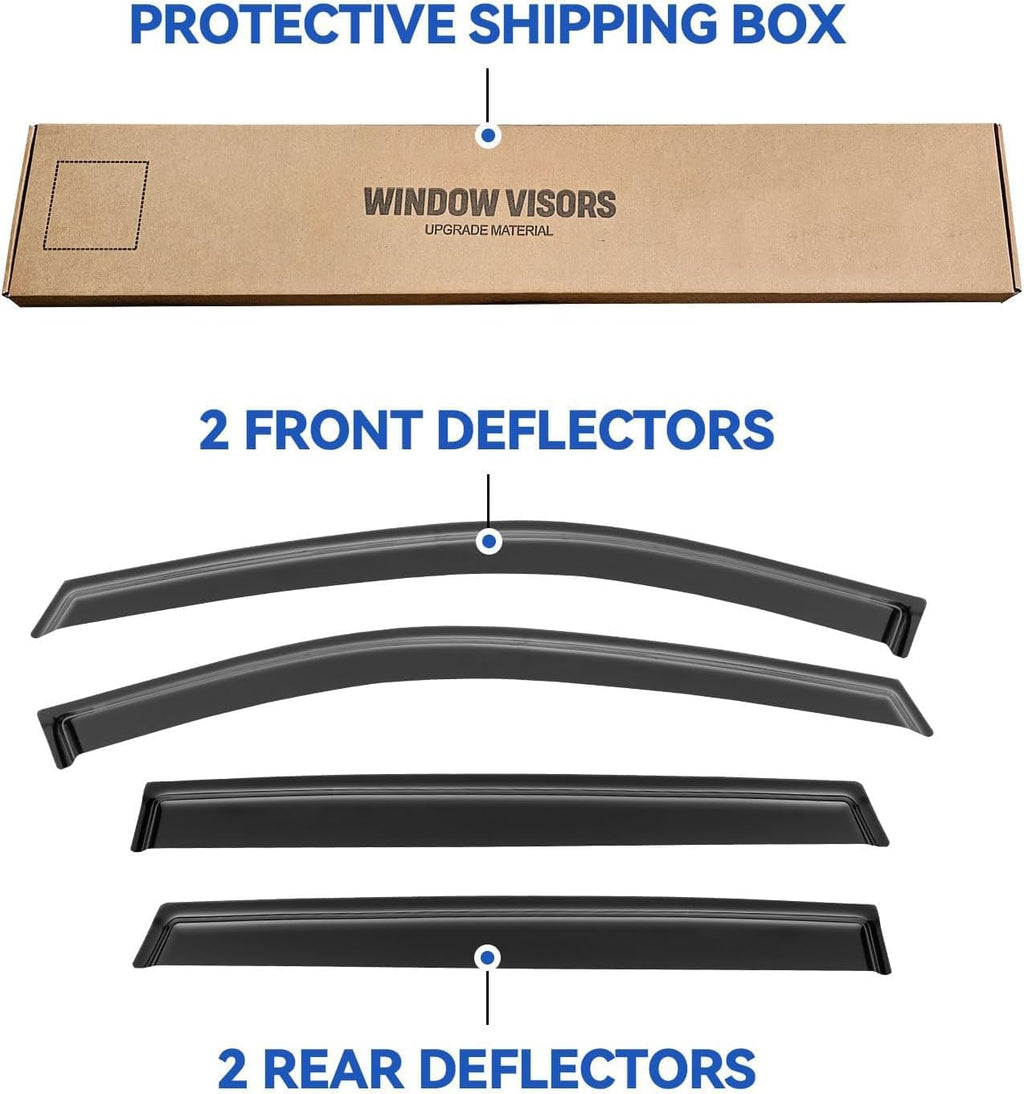 Window Visors Rain Guards for Nissan Rogue S SV SL 2014-2020, Out-Channel Window Vent Wind Deflectors Visors Shades for 14-20 Rogue (Excludes Rogue Sport Model)