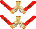HQMPC Garden Hose Y Valve Splitter Brass Hose Splitter With Stainless Steel Long Handle Brass Garden Hose Adapter 2 Way Y Valve 3/4" GHT Thread 2pcs
