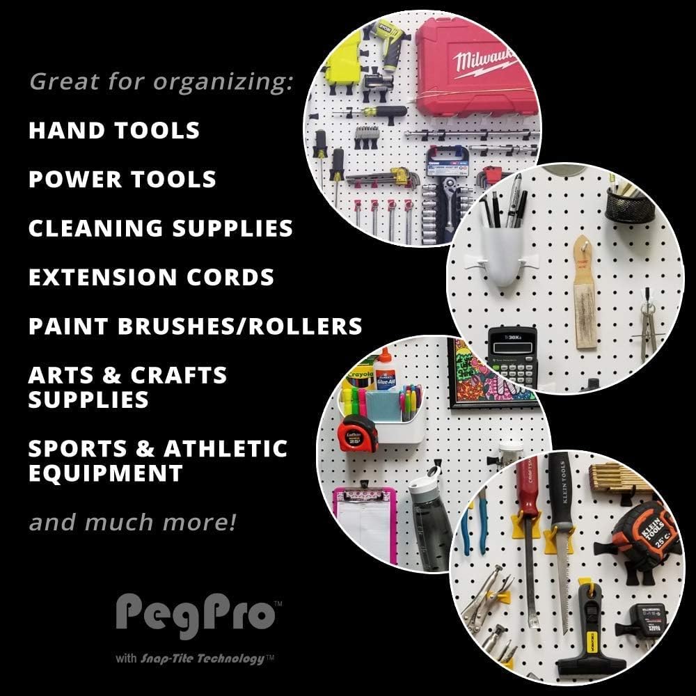 PegPro® 2" Hooks Kit for Standard “Wood Fiber” pegboard – Durable Plastic Pegboard Hooks - for Garage, Kitchen, Craft Room, and More (2" Hook - 24 Pack, Red)
