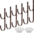 6 Pieces Pool Pole Hook Hanger Swimming Metal Brackets Pool Hook with 12 Pieces Screws for Telescopic Poles, Skimmers, Leaf Rakes, Net, Brush, Vacuum Hose, Garden and Pool Accessories (Coffee Color)