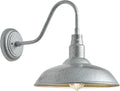 10'' Dome Outdoor Gooseneck Barn Light, Galvanized Steel Exterior Wall Lantern Farmhouse Style Outdoor Porch Wall Sconce for Patio, Yard, Garage 1 Pack Gooseneck Lighting Fixture, LM2201-SV
