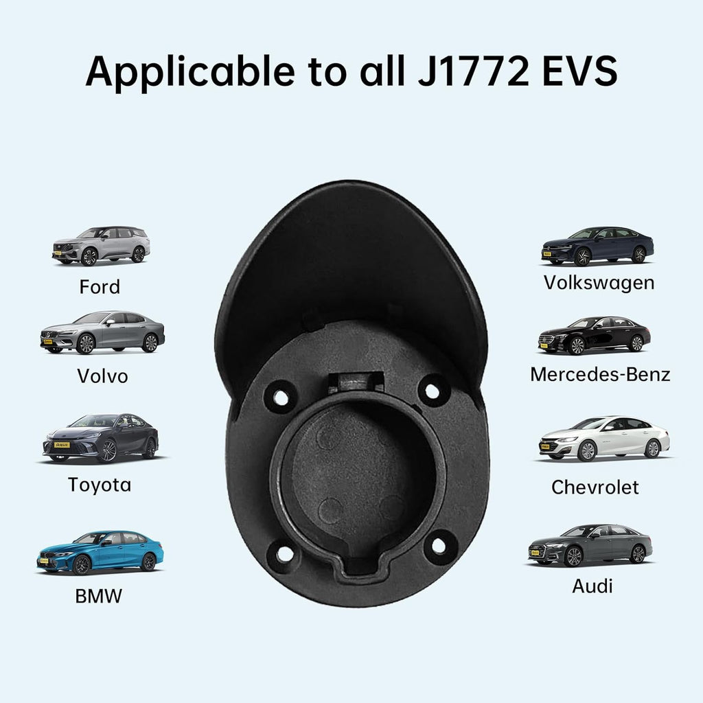 LJH EV Charger Holder Wall Mount for SAE J1772 Electric Car Plug Nozzle Holster Dock and EV Cable Holder, Outdoor/Indoor (Black)