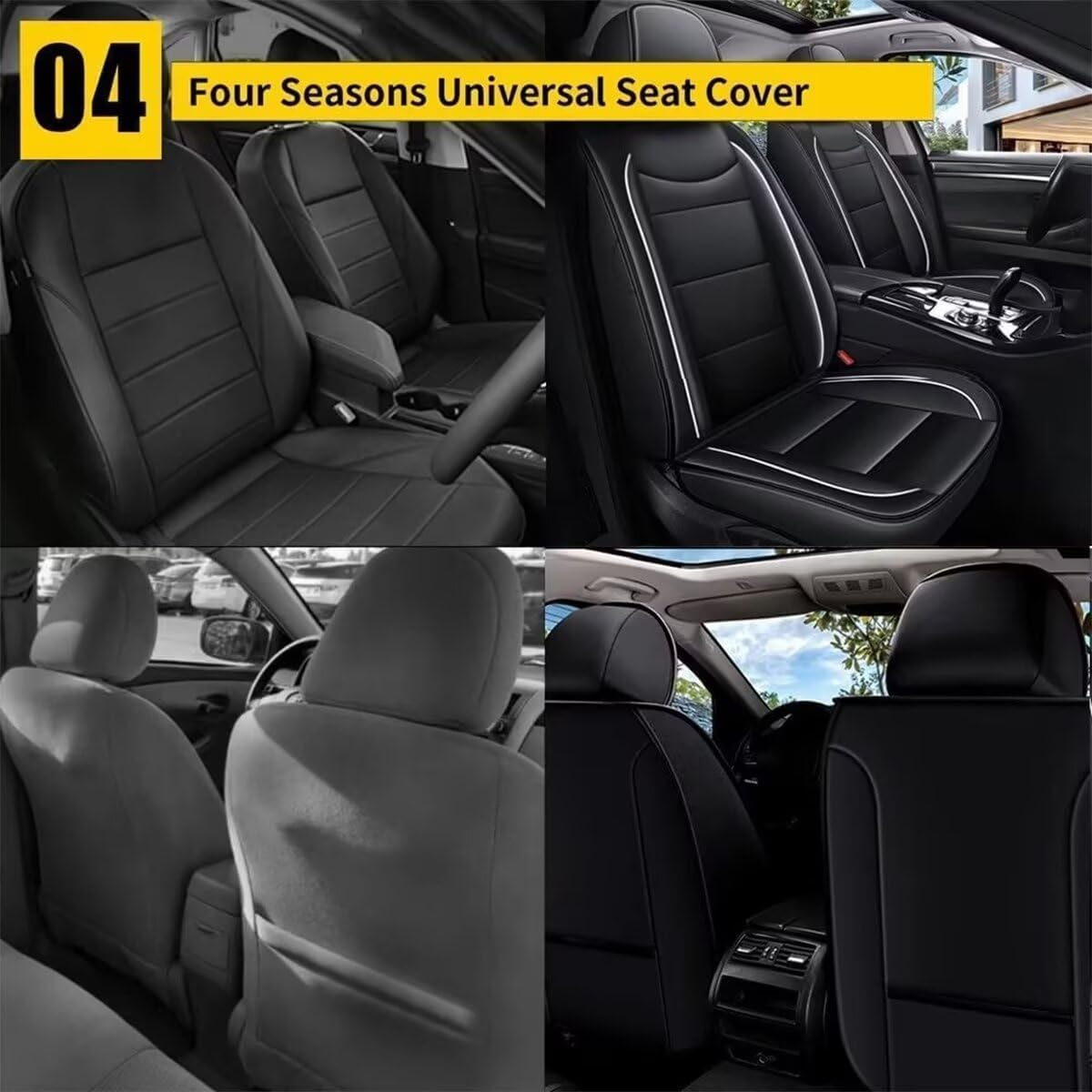 YORKNEIC Seat Covers for Hyundai Kona 2018-2024 2025: Waterproof Leather Car Seat Covers Front Set Automotive Seat Protectors (2 Front Set, Black)