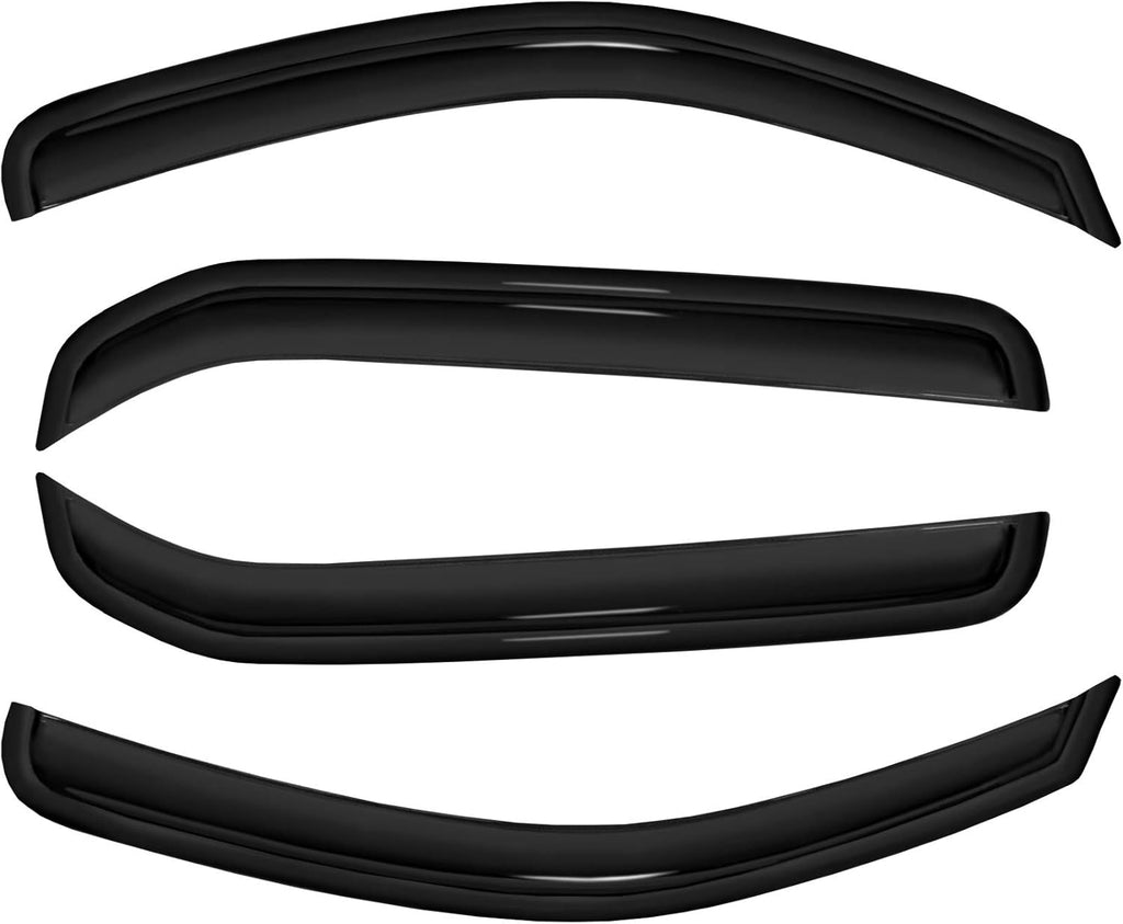 4pc Sun Rain Guards Window Visor Wind Deflector Compatible with Nissan Xterra 2005-2015 Smoke
