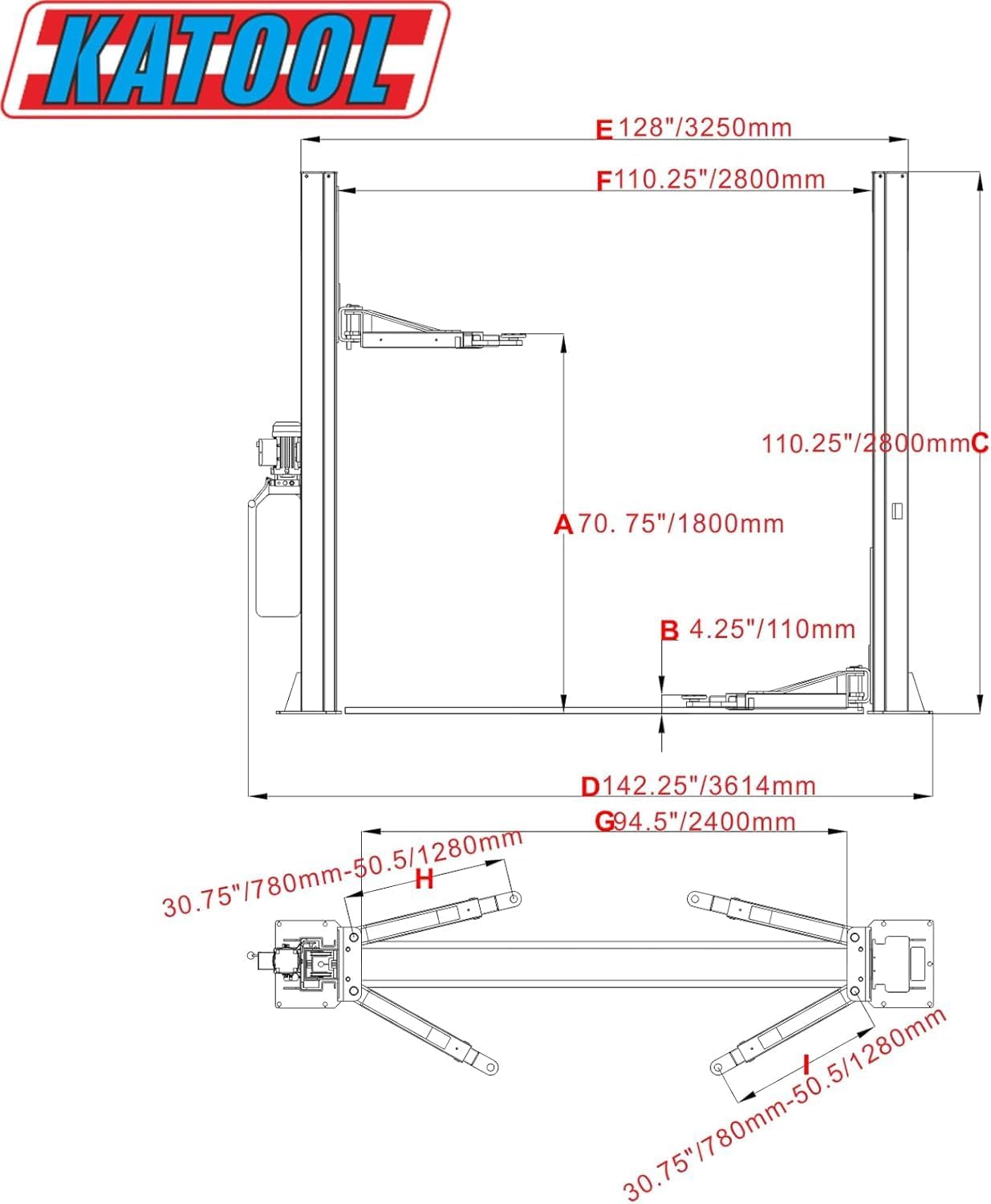 10000lbs 2 Post Lift Car Lift Auto Vehicle Car Lift Truck Hoist Floor Plate 220V (10000lbs)