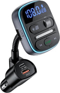 LENCENT Bluetooth FM Transmitter PD 30W, Bluetooth Car Adapter with QC3.0 Fast Charger, Hi-Fi Bass Music, Wireless Radio Receiver Hands-Free Calling, [Color Light]