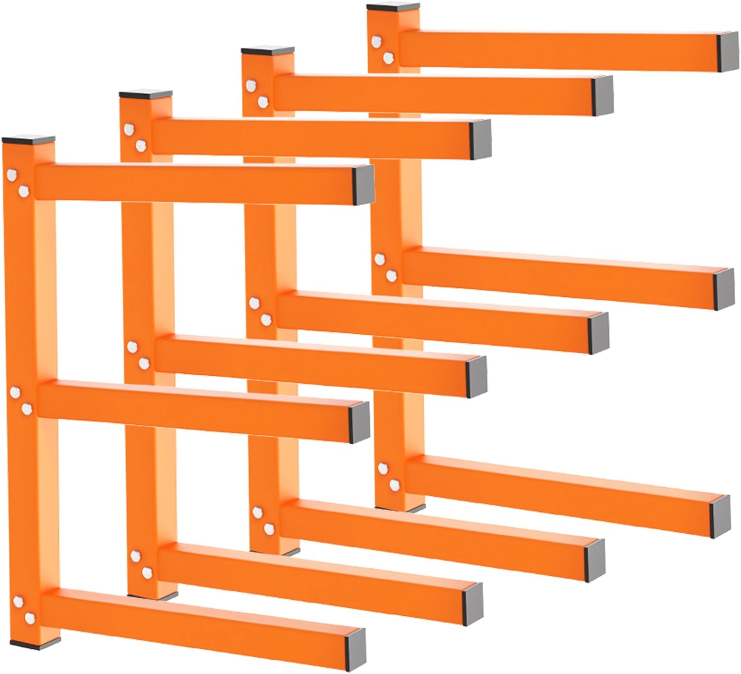 UNITEDPOWER Wall Mount Wood Organizer, Lumber Storage Rack, Heavy Duty Metal Shelf with 6-Level for Workshop or Garage, Indoor Or Outdoor Use-4 Hook