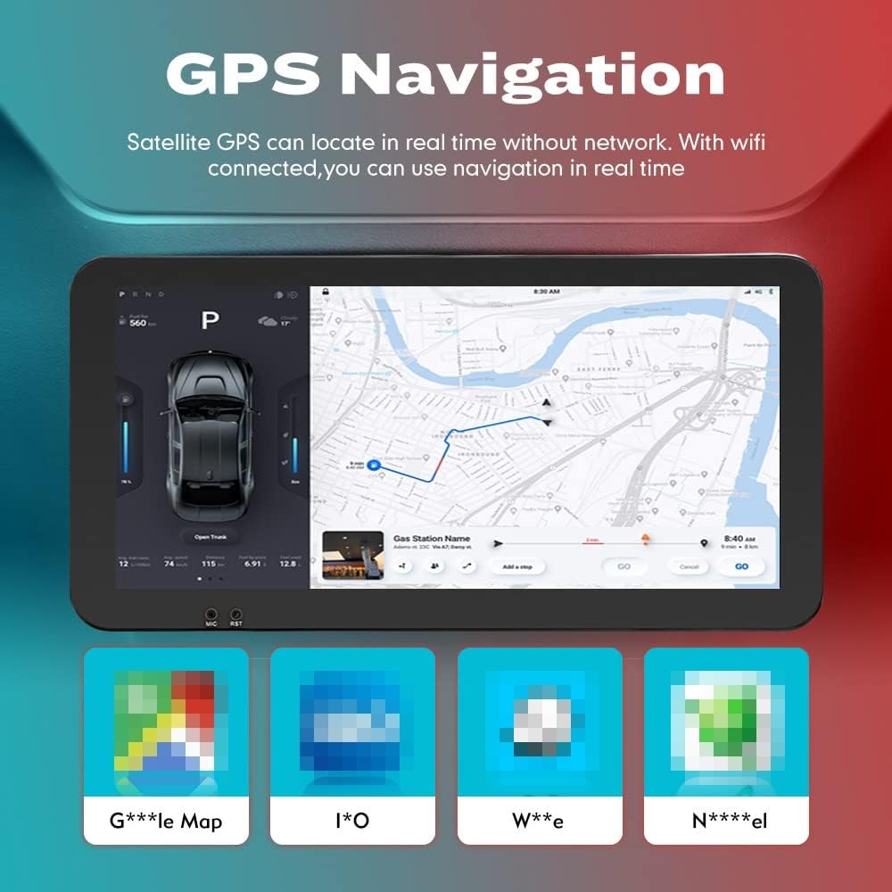 Kunfine Car CarPlay Android Auto Navigation Stereo GPS Radio Camera Display 10.33" QLED Touchscreen Headunit Tablet Media Player for Peugeot 301 2013-2022, if Applicable Octa Core 2G+32G Gloss Black
