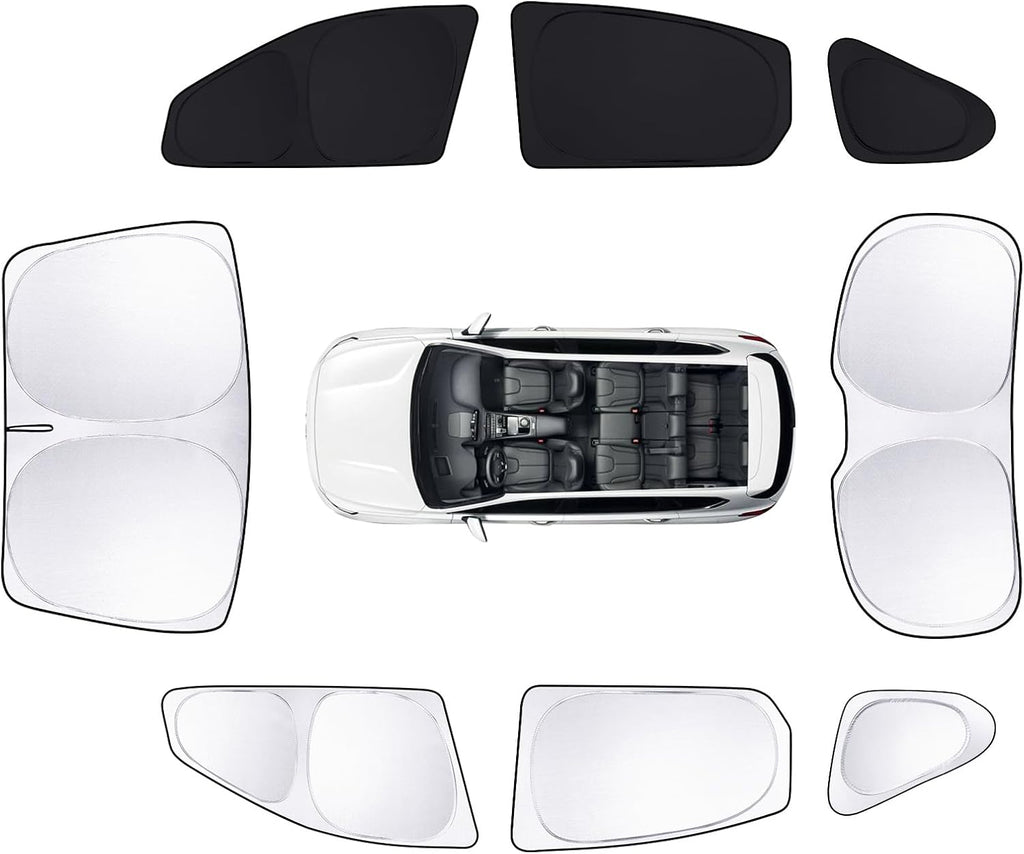8pcs Car Window Shades for Hyundai Santa Fe 2013-2018 Accessories,Windshield Side Rear Full Sunshade,Sun Visor UV Blocking, Privacy Protection and Blackout for Camping Outdoor