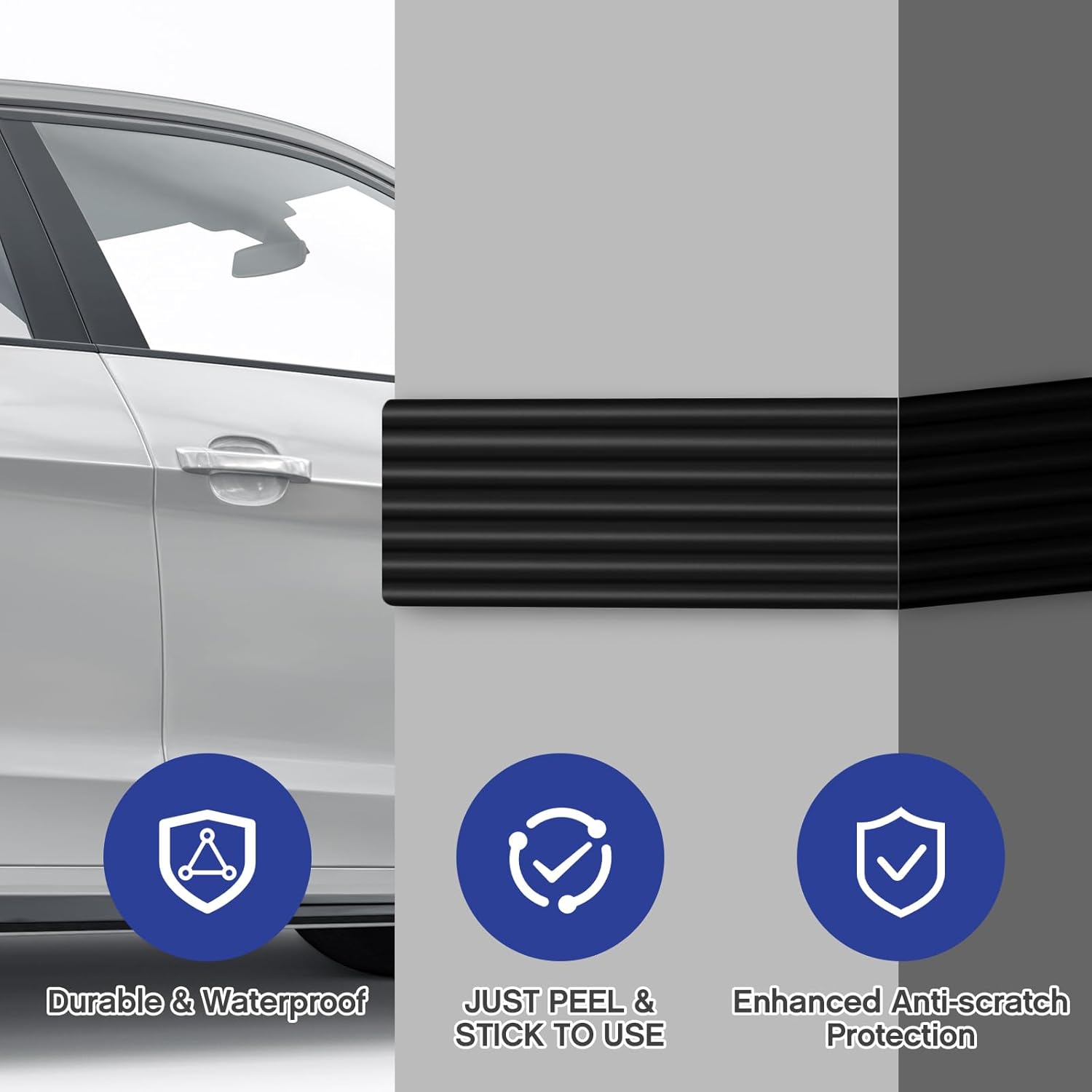 Garage Wall Protector 3.15in x 10ft Self-Adhesive Rubber Bumper Protectors Strip for Car SUV Doors Waterproof Anti-Scratch Wall Bumper Guard for Garage Car(Black)