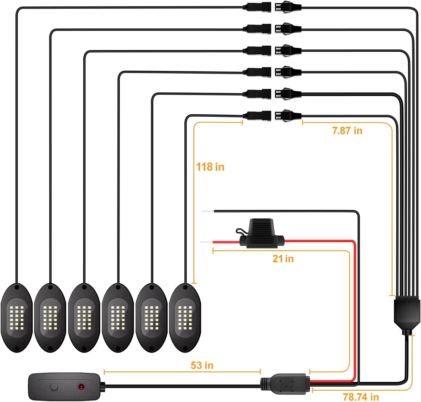 Honalia White LED Rock Lights Kits 6 Pods, 6000K Pure White Rock Lights with Switch