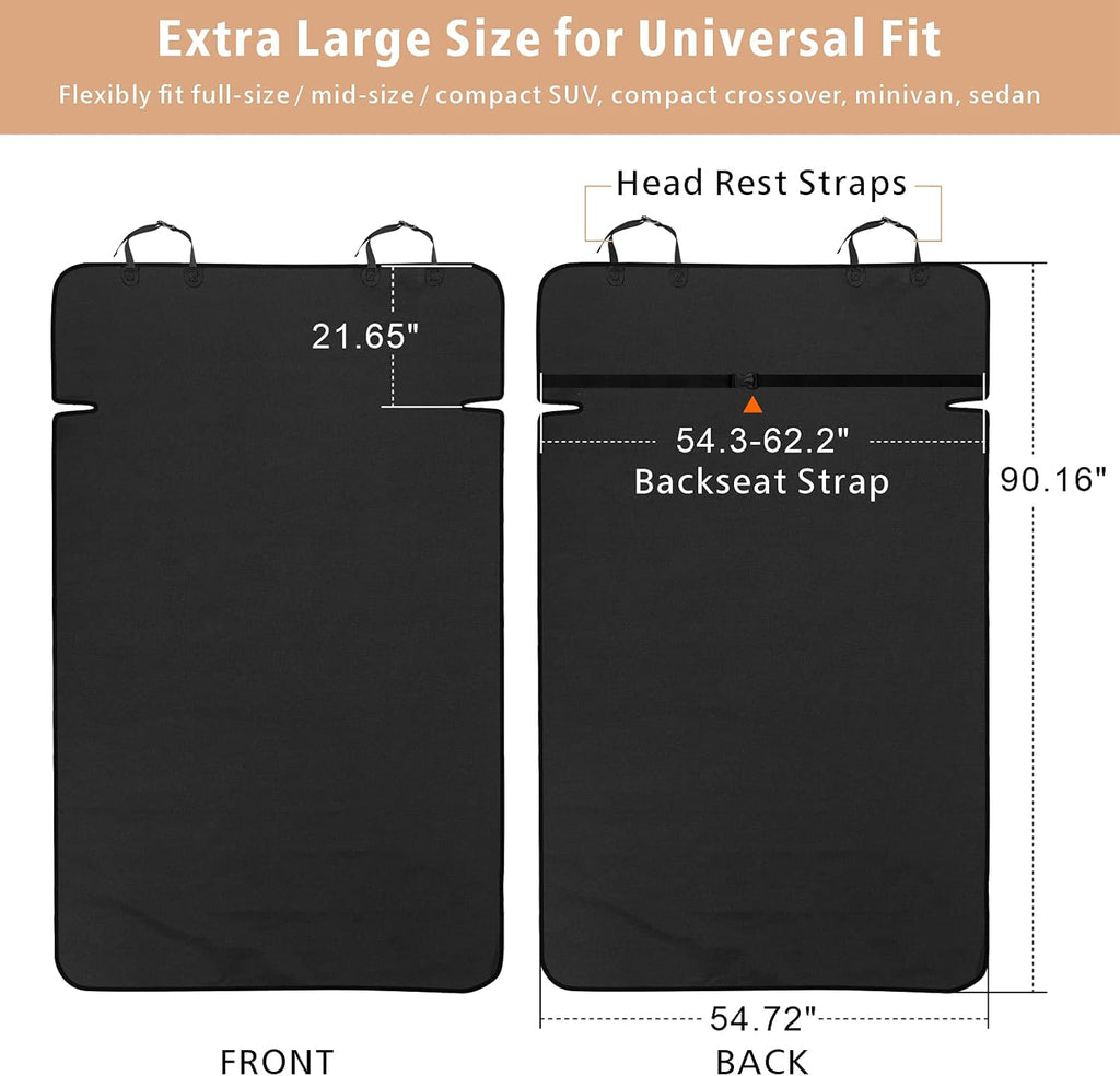 F-color SUV Cargo Liner for Dogs - Waterproof Pet Cargo Liner, Comfort Dog Cargo Cover with Bumper Flap Protector, Scrachproof Large Size Universal Fit SUVs Sedans Trunks Vans, Black