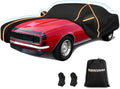 Car Cover for Chevy Camaro 1967-1981, Waterproof 210D Oxford Cloth and Cotton Cover Outdoor Full Car Covers with Zipper Windproof Heavy Duty All Weather with Wind, Sun, UV and Dust Protectio