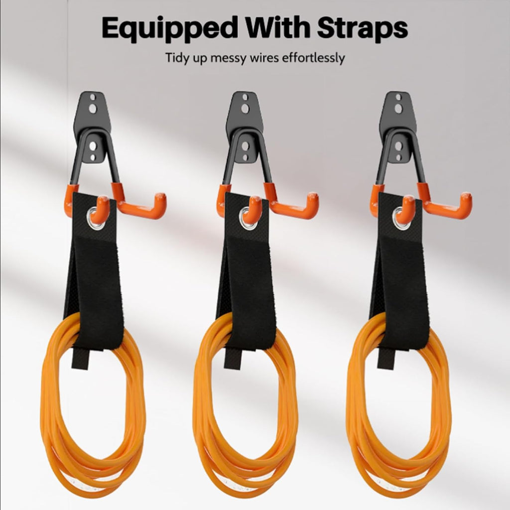 Garage Hooks Heavy Duty, 8 Pack Wall Mount Storage Hangers with Extension Cord Holder Organizer, for Power Tool, Garden Tool, Utility, Ladder, Hose and More