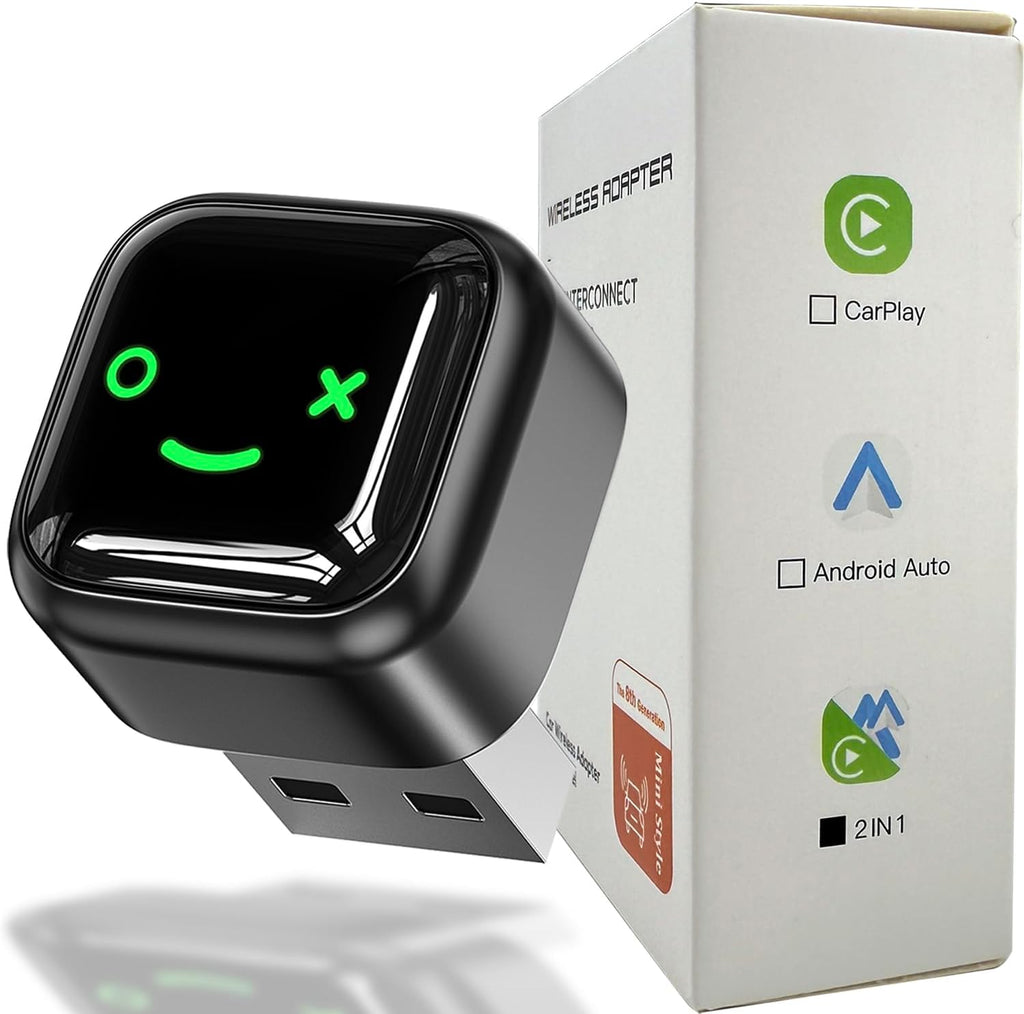 Wireless CarPlay & Android Auto Adapter(2 in 1) - Upgrade Wired CarPlay or Android Auto to Wireless,Perfect Compatible with Built-in Wired Apple CarPlay and Android Auto Cars for iPhone Samsung google