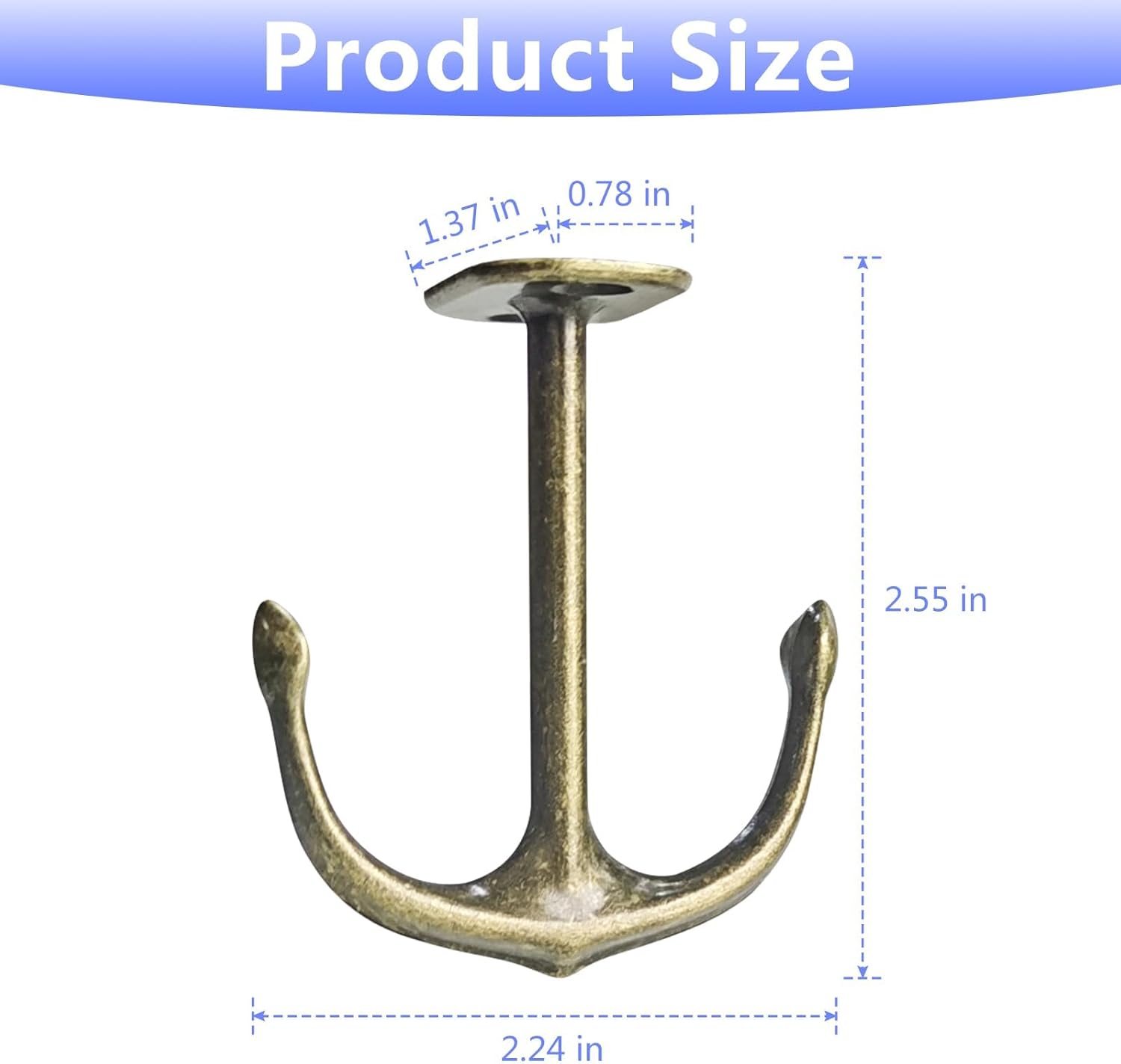 Anchor Two Prong Ceiling Hook for Closet Top Bathroom Kitchen Cabinet Garage Pack of 8 (Bronze)