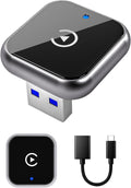 Wireless CarPlay Adapter for iPhone - Upgraded Mini Design, USB/USB-C Plug & Play Converts Wired Connection - Compatible with iOS 10+ & Factory CarPlay Cars