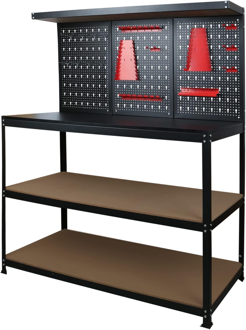 Prostormer Workbench, 47.25 inch Multipurpose Garage Worktable with Peg Board Hook Kit for Home, Garage, and DIY Projects