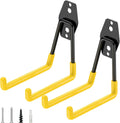 TICONN 2 Pack Heavy Duty Garage Hooks, Steel Utility Wall Storage Hooks, Wall Mount Hanger Organizer for Ladders, Bikes, Tools, Bulky Items (Medium, Yellow Square)