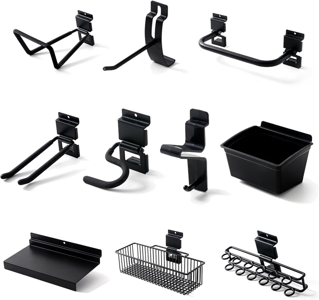 Black Tool storage wall Broom Holder Mop Hanger Wall Mount Plastic nano-molecule Organization Garage Storage System Garden Kitchen Tool Organizer Wall Control 2ft 3.8 ft.
