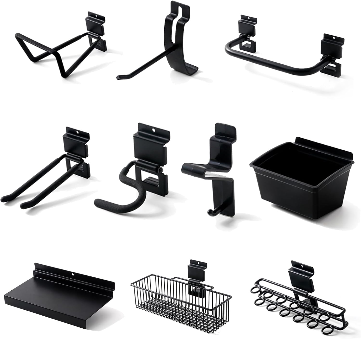 Black Tool storage wall Broom Holder Mop Hanger Wall Mount Plastic nano-molecule Organization Garage Storage System Garden Kitchen Tool Organizer Wall Control 2ft 3.8 ft.
