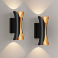 2-Pack Outdoor Wall Light LED 20W (H) 11.8in Aluminum - Black Gold Waterproof Exterior Lighting Fixture,3000K Warm,Up Down Porch Sconces Brightens to Patio,Garage,Front Door