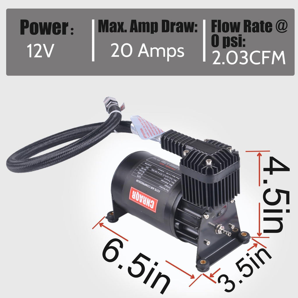 3 Gallon Air Tank with 150PSI Air Compressor 2PCS for Suspension/Air Ride/Bag/Car Train Truck Horn Aluminum 12 Liter Compressed air Storage Tank Onboard System Air Suspension Compressor Kit