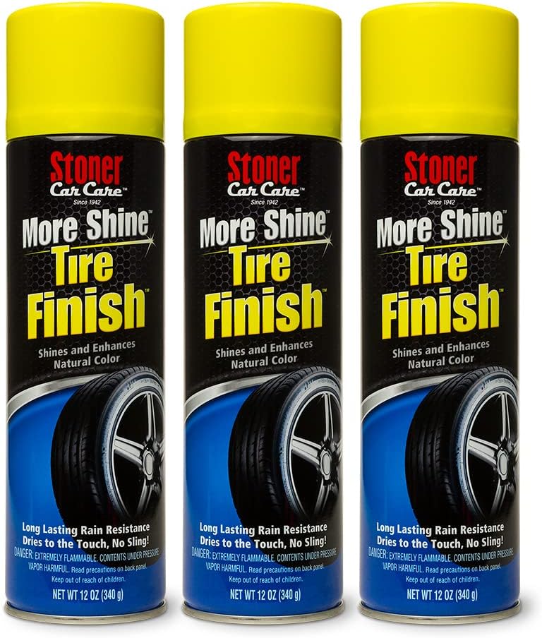 Stoner Car Care 91094-3PK More Shine Tire Finish for Tire and Wheel Care Creates a Long-Lasting, Rain-Resistant Tire Shine, Makes Faded Tires Look New, Non-Greasy Formula, 12 Oz, Pack of 3