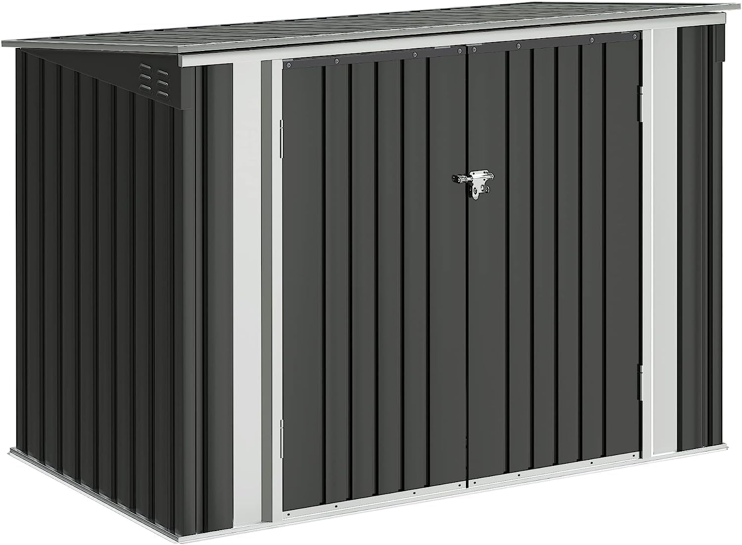Devoko Outdoor Storage Shed 5.8 x 3.3 FT Metal Trash Shed Waterproof Outside Storage with Lid Chain Hydraulic Gas Rod for Trash Can Weeding Tools